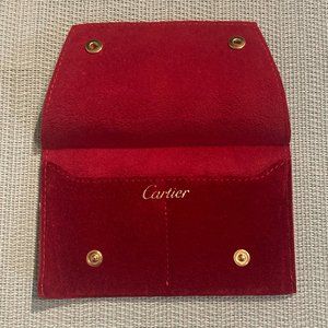 CARTIER NEW SOFT TRAVEL POUCH RED JEWELRY CASE DUO POCKET VINTAGE ISSUE